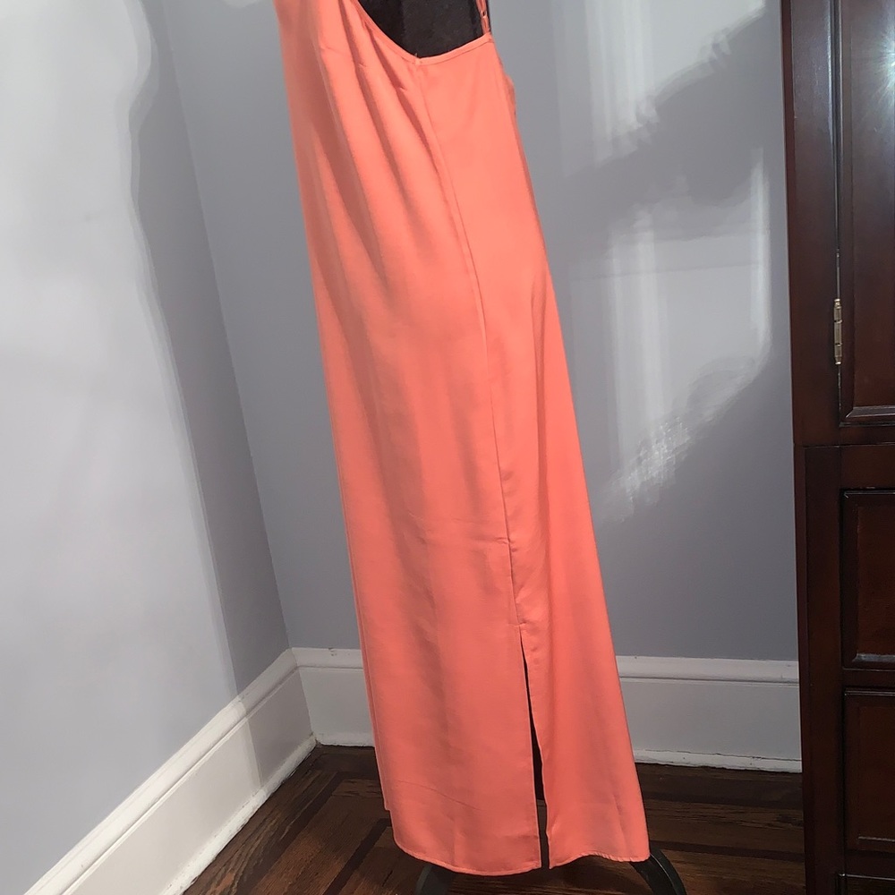 NEW- Chic Coral Maxi Dress With Slit Up One Side - Picture 6 of 9